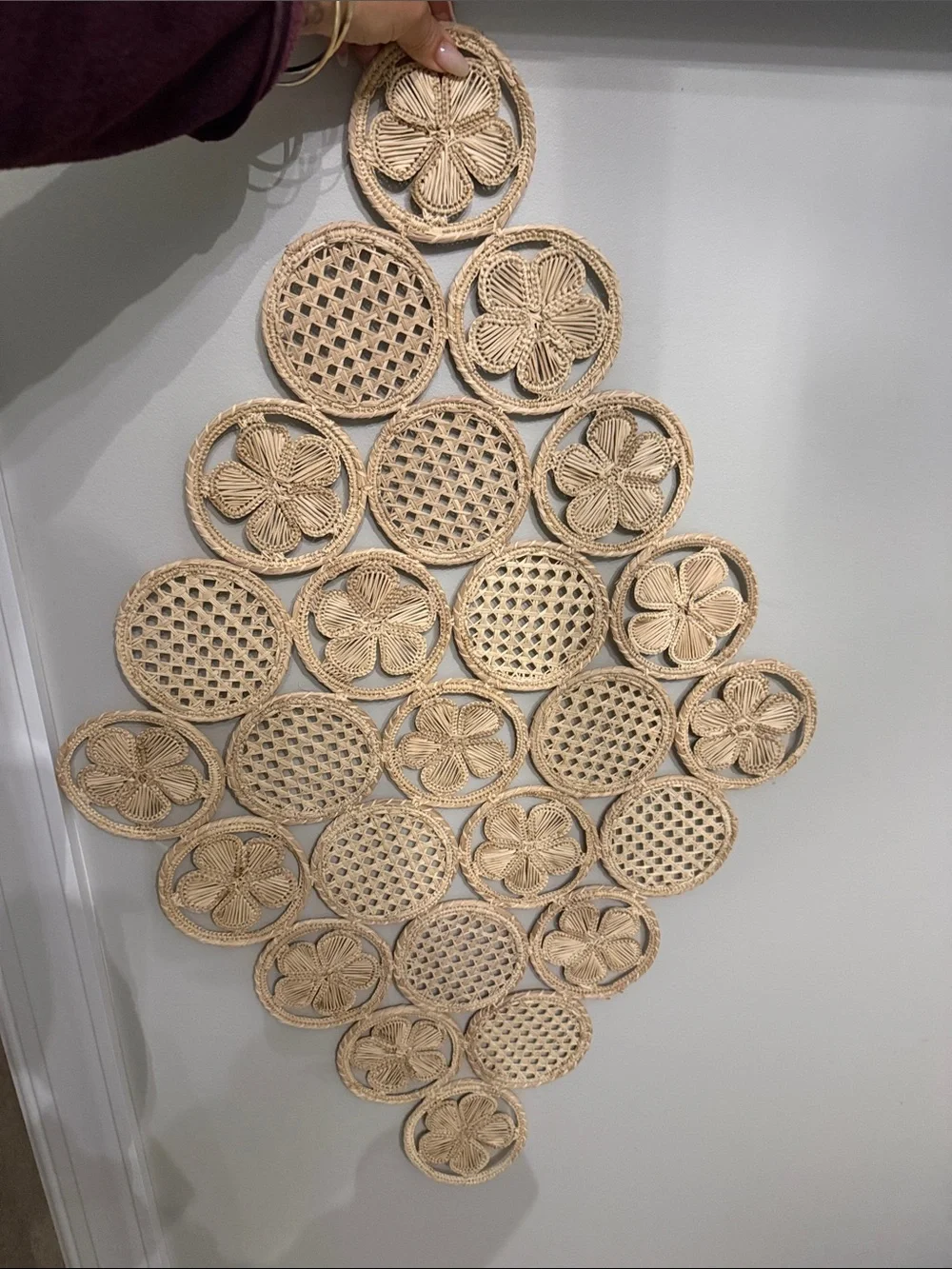 Woven Rattan Wall Hanging - Natural Beige